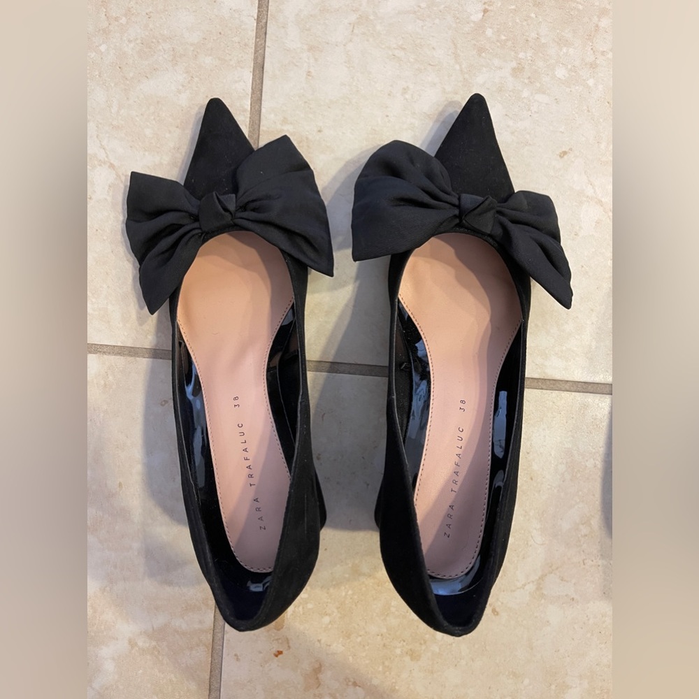 Zara black bow pumps NEW